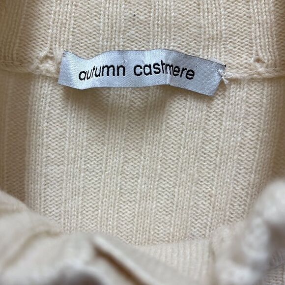 Autumn Cashmere Ivory Turtleneck Long Ribbed Cardigan - Picture 2 of 8